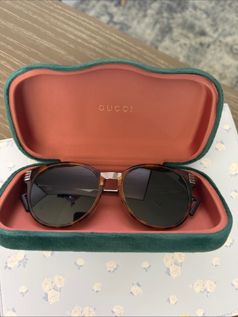 Gucci Tortoise Frame Sunglasses with Dark Lenses